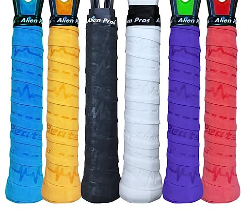 Alien Pros Tennisschläger Grip Tape (6 Griffe) - Vorgeschnittener, trockener Tennisgriff - Tennis Overgrip Grip Tape Tennisschläger - Wickeln Sie Ihren Schläger für hohe Leistung (6 Griffe)