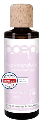 boep Mandelöl | Babyöl für die Babyhautpflege | Naturkosmetik Baby Massageöl | Für die Babypflege Erstausstattung | Vegan & hergestellt im Allgäu | Entwickelt von einer Ärztin (125 ml)