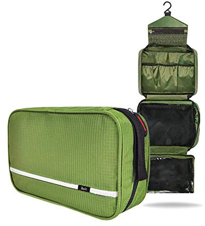 Boic Trousse de Toilette Voyage, Trousse de Toilette Homme, Trousse de Toilette Femme Voyage, Sac Rangement de Voyage vec 4 Compartiments Multifonction Portable Pliable Trousse de Cosmétique (Vert)