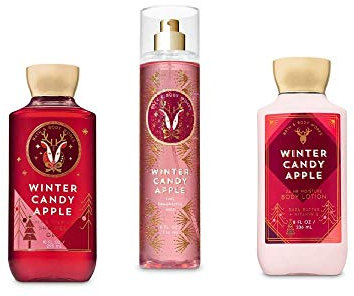 Bath and Body Works Winter Candy Apple Shower Gel, Body Lotion, Fine Fragrance Mist Daily Trio Gift Set 2018