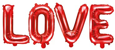PartyDeco Folienballon Love 140x35cm Luftballon Buchstaben Schriftzug Hochzeit Valentinstag Liebe rot
