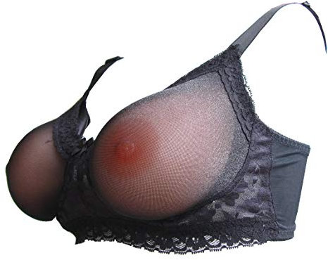 Soutien-gorge en dentelle transparente pour prothèses mammaires en silicone, pour mastectomie, travesti, faux seins noir Noir 44D