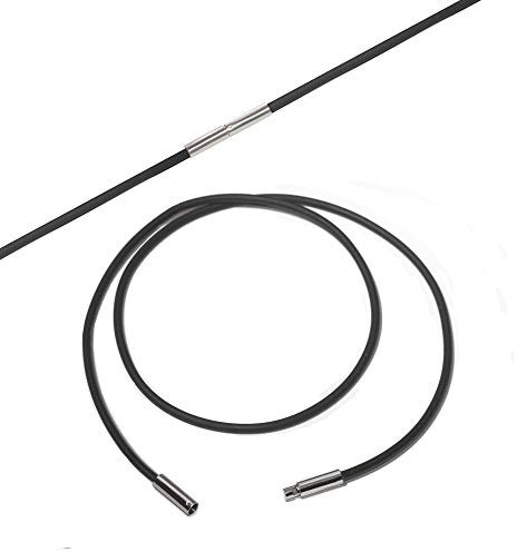 Kautschuk Halskette Halsband mit Edelstahl Bajonettverschluss Drehverschluß, ca. 3mm Durchmesser (60)