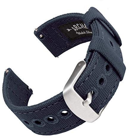 Archer Watch Straps - Canvas Uhrenarmbänder mit Schnellverschluss (Marineblau, 22mm)