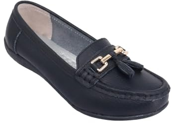 Chums Ladies Nautical Leather Loafers, Wide Fit Slip On Shoes | Flexible Sole & Comfortable Cushion Insoles