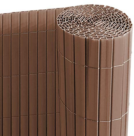 Ribelli® PVC Sichtschutzmatte mit Steg, extra stabil Sichtschutzzaun Sichtschutz Zaun Balkon Windschutz (140 x 500 cm, braun)