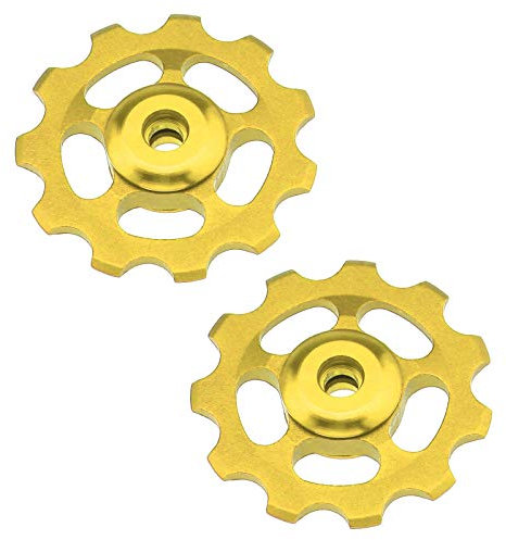 Create idea 2 Stück 11T MTB Fahrrad Stützrad Riemenscheibe Lager Riemenscheibe Rad Fahrrad Schaltwerk Geschwindigkeit (Gold)