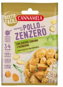 Cannamela, Ricette Facili, Preparato per Pollo allo Zenzero, con Curcuma, Zenzero e Rosmarino, Senza Glutine, Pronto in Pochi Minuti, Busta da 3-4 Porzioni