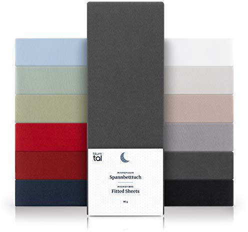 Blumtal® Spannbettlaken 120x190x30cm aus Microfaser - Oekotex zertifiziertes Bettlaken Spannbettlaken in Anthrazit