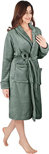 NY Threads vestaglia da donna con collo a scialle, morbida e soffice, abbigliamento per la notte e per il relax, X-Grande, Grigio Acciaio