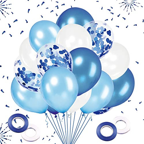 FUNXGO blau luftballon set - 60 Stück ballons Set - konfetti luftballons konfetti & Latex ballons hochzeit - ballon mit konfetti - ballons set blau