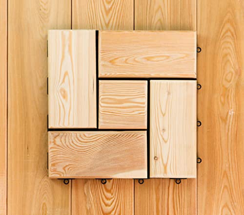 imtexs.de Klick-Holzfliesen, Balkon- und Terrassenfliesen aus Sibirischer Lärche, 31 x 31 cm, 5GP, 1 m²