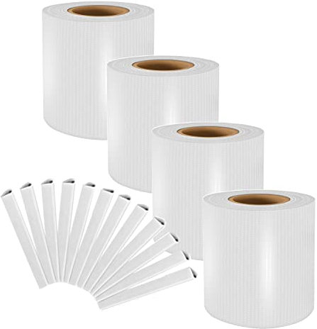 Sellon24® Lot de 4 bandes brise-vue en PVC à double fil - 4 rouleaux de 35 m x 19 cm - 80 clips de fixation inclus - Brise-vue 450 g/m² (blanc)