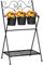 Outsunny Portapiante Scaffale in Metallo Pieghevole, Set Vasi per Piante con Ripiano per Casa e Giardino, 47x37x78.5cm, Nero