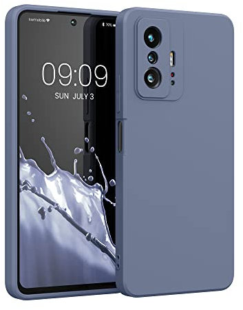 kwmobile Hülle kompatibel mit Xiaomi 11T / 11T Pro Hülle - gummierte TPU Silikon Handyhülle - Schutzhülle für kabelloses Laden - Case in Blaugrau