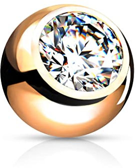 Paula & Fritz® Piercing Ersatz-Kugel 4-mm Rosegold Zirkonia Klar Edelstahl Innengewinde 1,6-mm Stärke Kombinierbar Barbell Labret Surface Nipple