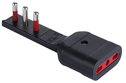 ROSI ADATTATORE ULTRAPIATTO SPINA 16A 2P+T/PRESA 10/16A 2P+T NERO SERIE EMILIA FLAT