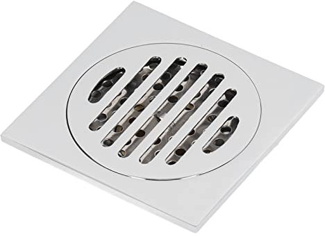 Scarico a Pavimento, Scarico a Pavimento per Doccia Quadrato in Acciaio Inossidabile di Grande Calibro 10x10 cm, Scarico per Doccia Quadrato Griglia di Scarico per Cancello di Scarico per Bagno WC