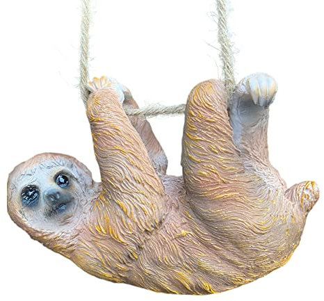 Aspinaworld Gartenfigur, Faultier Figur hängt ab 13 cm, Figur für den Garten, wetterfeste Deko