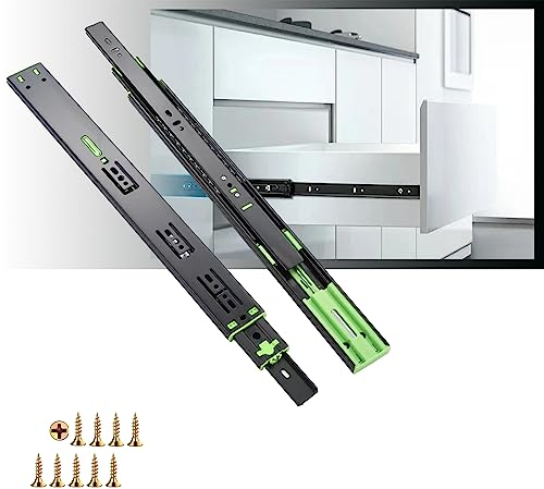 2 Parejas Guia Cajones Cierre Suave,400mm Rieles Extracción Total para Cajones de Cocina Correderas 45 KG Capacidad Carga Laterales con Rodamiento de Bolas