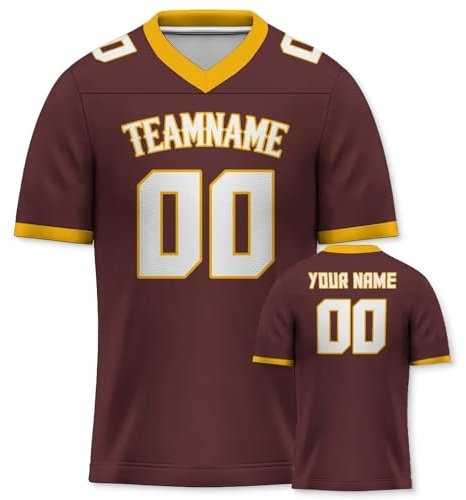 Personalisiertes American Football Trikot Print/Embroidery mit Namen Nummer Blank Practice Jersey Shirts Hip Hop Party Trikot für Herren Damen Kinder Schokolade Gelb