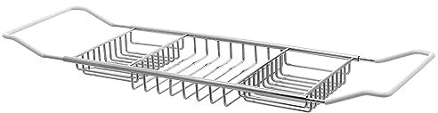 DOITOOL Telescopic Stainless Steel Bath Basin Rack Expandable Bathtub Tray Holder for Phone Book Accessories Bath Shelf for Home Bathing Use