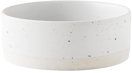 Welloyed Oslo Ceramic Dog Bowl - 6'' Dog Food Water Bowl for Medium and Large Dogs, Heavy Duty Non-slip Dog Dish, Modern Scandi-Style Stoneware Pet Feeder Bowl, Dishwasher Safe (30Oz, White)
