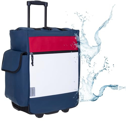Alessandro Trolley Einkaufstrolley Plane 12893 (WBR Weiss Blau Rot) | Einkaufsroller Einkaufswagen Shopper Shoppingtrolly Trolly Damen Herren Saunatrolley Sauna Freizeit Outdoor Festivaltrolley