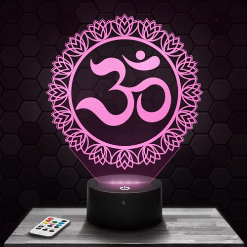 Nachttischlampe Ohm Symbol Dekoration Sammlung Ohm Symbol Hinduismus Gott Religion Spiritualität Yoga Buddhismus Universum Mandir Geschenkidee Mann Frau Symbol Nachtlicht Erwachsene Deko Schlafzimmer