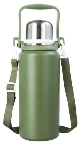 Termica Botella Agua Acero Inoxidable, Termos para Bebidas Frías y Calientes Grande, 1,2L Botella Agua Gimnasio Termica, Termo sin Bpa para Deporte, Viaje, Escuela, Exterior, Hogar, Oficina (Verde)