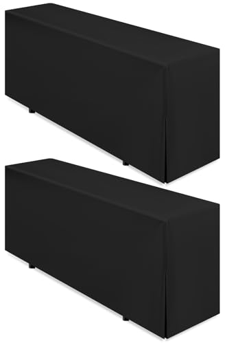 Lumaycens 2 Pack Biertisch Husse, Schwarz Biertischhusse für Bierzeltgarnitur, Biertischhusse Premium für 220 x 70 cm Blickdicht waschbar Tisch für Outdoor-Bankette (Schwarz)
