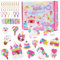 Maomaoyu 5D DIY Diamond Painting für Kinder, 15 Stück Diamantmalerei und Diamond Painting Schlüsselanhänger, DIY Diamant Painting Kit für Kinder, Geschenk Mädchen 5-12 Jahre, Einhorn