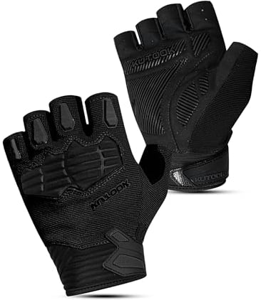 KUTOOK Fahrradhandschuhe MTB Mountainbike Fahrrad Handschuhe Herren Damen Sommer mit 5mm Palm Pad TPR SCR Protect Touch-Screen Atmungsaktiv Elastisch rutschfest Stoßdämpfend Schwarz XL