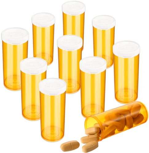 ElevateTech 9 Stück Tragbare Leere Pillenflaschen Leere Fläschchen mit Verschluss Kleine Fläschchen Plastikfläschchen Leicht zu öffnende Fläschchenbehälter (8 DR)