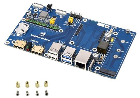 Fits Raspberry Pi Compute Module 5 IO Board with PoE Feature, M.2 NVMe SSD Support, GPIO Header,Ethernet, USB, HDMI, and TF Slot for All CM5 Variants