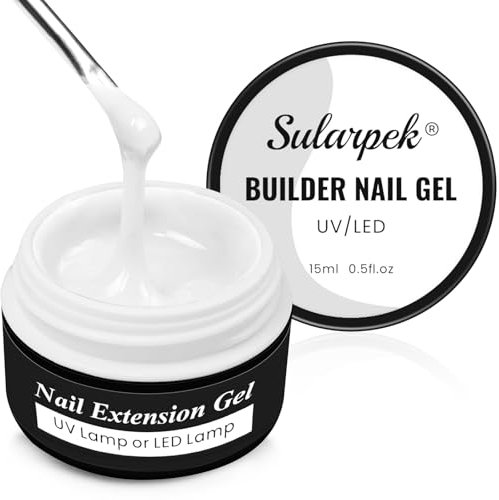 Sularpek 15 ML Gel Ongle, Gel de Construction Ongle, Gel Construction Ongle UV Sans HEMA ni TPO, Base Gel UV Ongles pour RéParer, Renforcer Les Ongles Et L'Extension Des Ongles(Milky White)