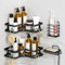 FOXWHALE 4 Pièces Étagère de Douche sans Percage - Noir Porte Savon Douche Sans PerçAge Avec Crochets- Avec 1 Support De Dentifrice Et 1 Porte-Savon - Organiseur De Salle De Bain Et Cuisine