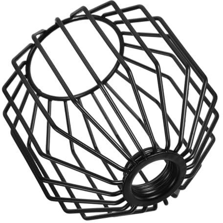 Amosfun Vogelkäfig-Kronleuchter aus Schmiedeeisen Messlineal Lesezeichen selbstgemachter Lampenschirm Sieb Vogelkäfig Pendelleuchte Metall Lampenschirm Lampenkäfig Korb Black