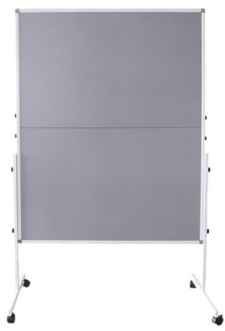 XIWODE Grau Faltbarer Mobiler Raumteiler Doppelseitig Stoff Pinnwand 150 x 120 cm Bewegliche Freistehende Bildschirme Bürotrennwand für Präsentation