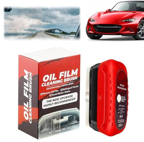 zhwohyu Cepillo de Limpieza de película de Aceite de automóvil, Cepillo de Limpieza de Parabrisas Multifuncional, Limpiador de Cristales para Coche,Eliminar Manchas de Suciedad y Agua, (Rojo)