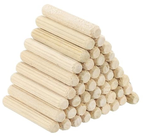 PATIKIL 90 Stück 5 x 40mm Holzdübel Set, Riffelholzdübel Holzstifte Dübel Set Gerillte Holzübelstifte Dübel Holz mit Rillen für Zimmerei Möbel Tür Kunsthandwerk Projekte