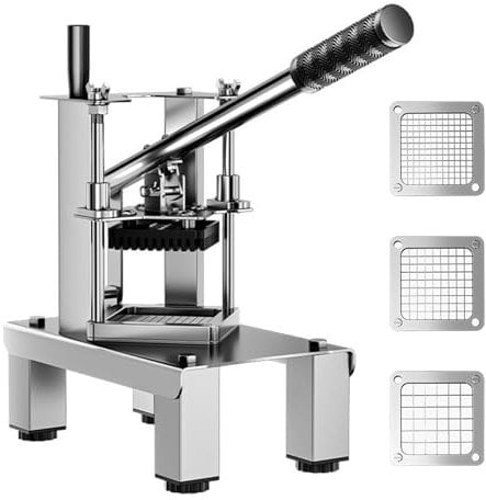 TOPCHANCES Commercial Potato Vegetable Chopper, Heavy Duty Professional Food Dicer Stainless Steel French Fry Cutter with 3 Blades Potato Slicer for Restaurant & Kitchen Home