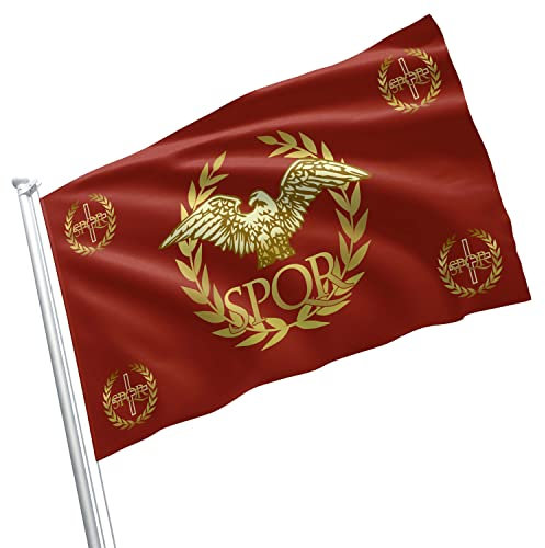 Bandiera cristiana occidentale SPQR Impero Romano Bandiera della Democrazia Europea Storia dell'Antica Roma - Materiale colorato anti-sbiadimento - Adatto per la decorazione della casa romana, il