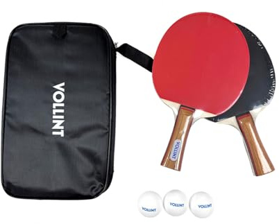 Vollint 2 Player Table Tennis Set with 2 Bats, 3 x 3-Star Balls & Carry Bag - Ideal for Beginners, Family Fun, School & Casual Play - Durable & Portable Ping Pong Starter Kit