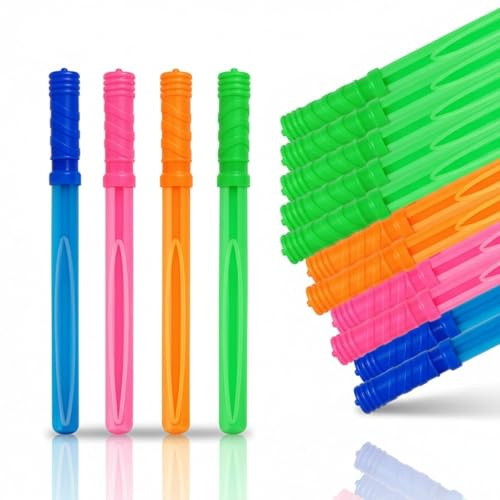 alldoro Seifenblasenstäbe 24er Set, 120 ml pro Stab, 38 cm lang in 4 Farben | Pusteblasen-Spielzeug, Bubble-Spielzeug, für riesige Seifenblasen & sommerlichen Outdoor-Partyspaß, 120 ml pro Stab