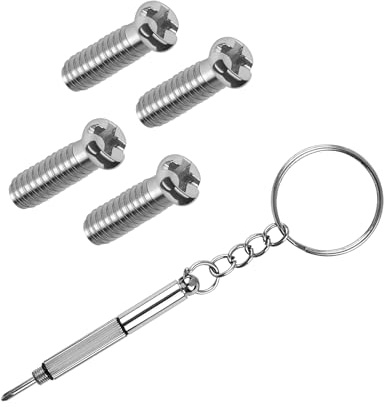 Glintbay 4 Pcs Screws & 1 Pcs Multifunctional Screwdriver Set for RayBan RB3533 57mm Sunglasses