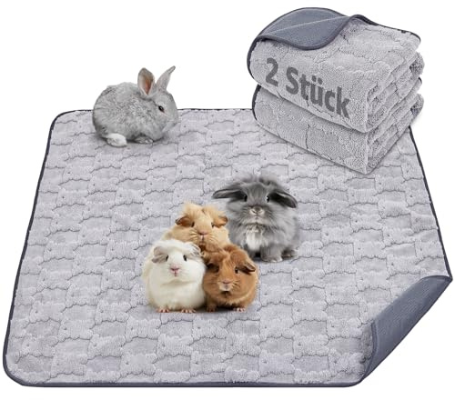 Waschbare Pipipads für Meerschweinchen, Kaninchen,2er Kleintiere Pipi Matte | 120x90 cm Rutschfeste und Saugstarke Urinierunterlagen für Hamster, Perfekt für Käfig, Auto & Sofa