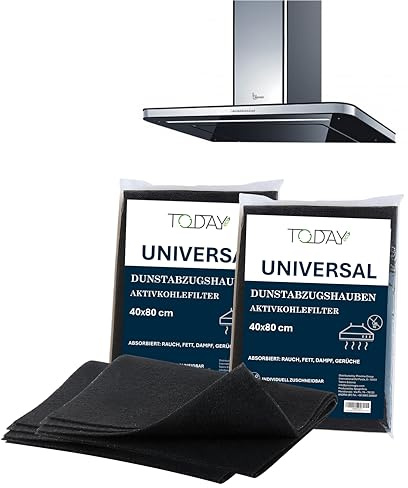 Today – 2x Filtro Universale ai Carboni Attivi per Cappe da Cucina 40x80cm – Ritagliabile, Antiodore, Trattiene Grasso e Umidità – Made in Italy