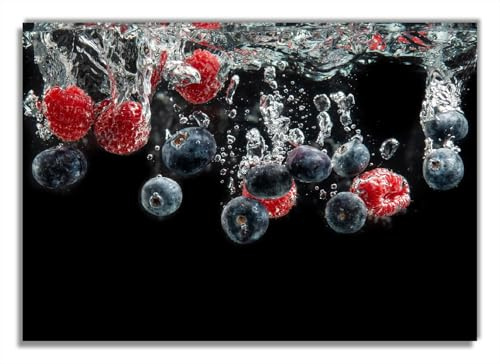Wallario Poster - Waldfrüchte im Wasser in Premiumqualität, Größe: 70 x 100 cm (Riesenposter)
