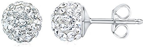 SILVEGO Damen Ohrringe aus 925 Sterling Silber mit Swarovski Crystals Kugel Ohrstecker